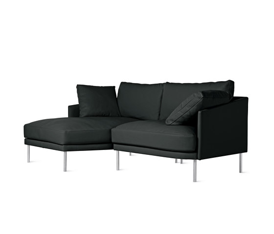 Camber Compact Sectional in Leather, Left, Stainless Legs | Divani | Design Within Reach