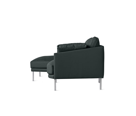 Camber Compact Sectional in Leather, Left, Stainless Legs | Sofas | Design Within Reach
