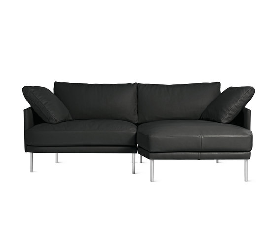 Camber Compact Sectional in Leather, Right, Stainless Legs | Sofas | Design Within Reach