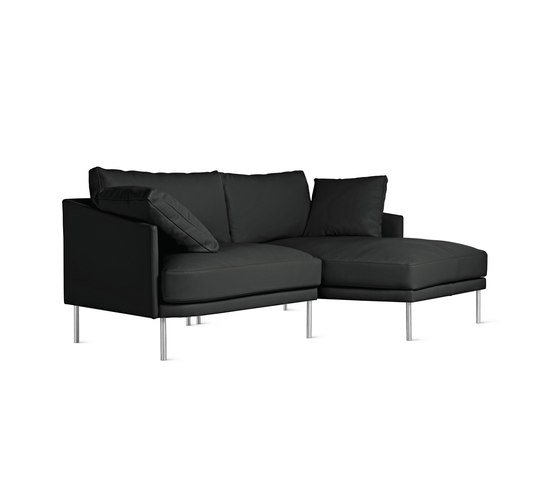 Camber Compact Sectional in Leather, Right, Stainless Legs | Divani | Design Within Reach