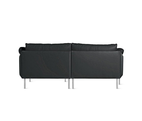 Camber Compact Sectional in Leather, Right, Stainless Legs | Divani | Design Within Reach