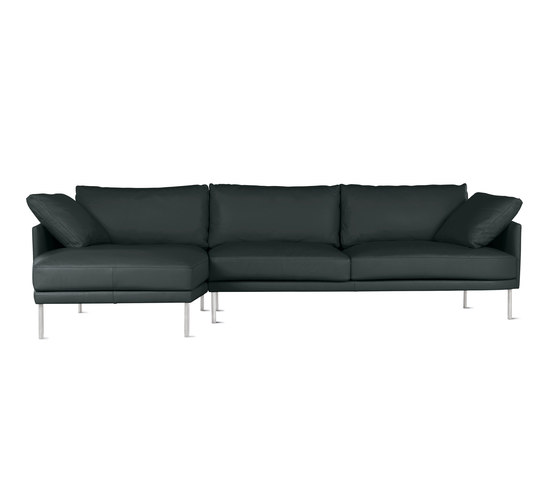 Camber Full Sectional in Leather, Left, Stainless Legs | Divani | Design Within Reach