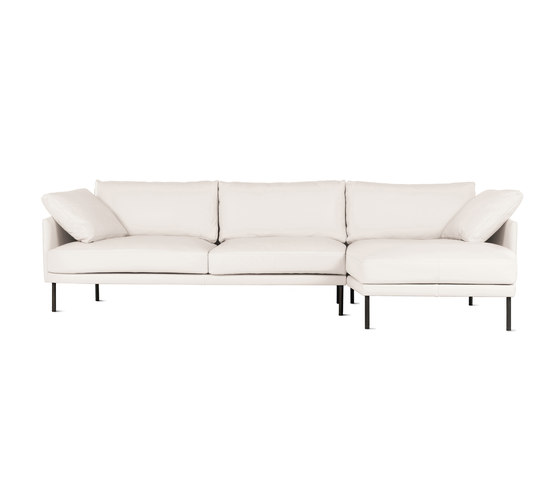 Camber Full Sectional in Leather, Right, Onyx Legs | Sofas | Design Within Reach