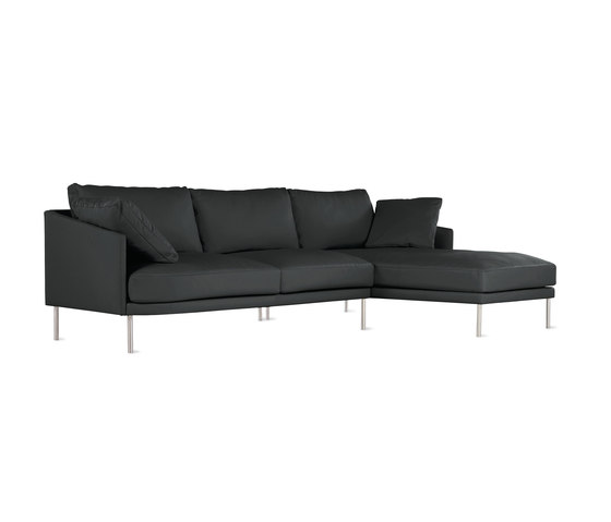 Camber Full Sectional in Leather, Right, Stainless Legs | Sofas | Design Within Reach