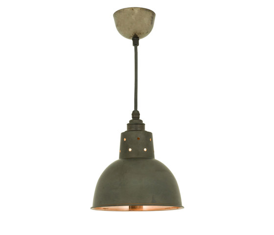 7165 Spun Reflector with Cord Grip Lampholder, Weathered Copper/Polished Copper | Suspensions | Original BTC