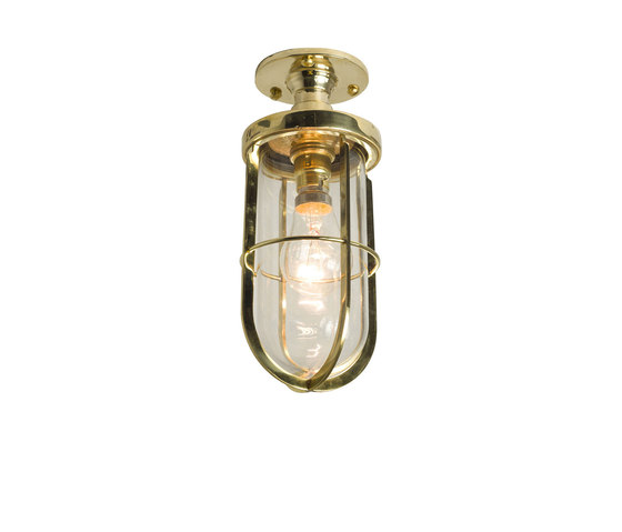 7204 Weatherproof Ship's Well Glass Ceiling Light, Polished Brass, Clear Glass | Ceiling lights | Original BTC