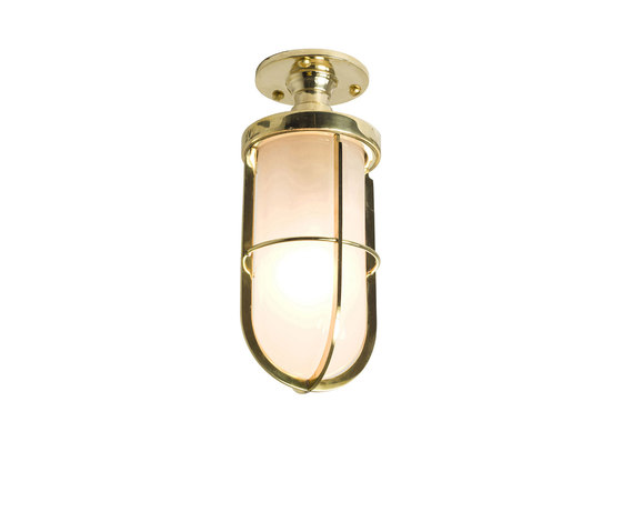 7204 Weatherproof Ship's Well Glass Ceiling Light, Polished Brass, Frosted Glass | Ceiling lights | Original BTC
