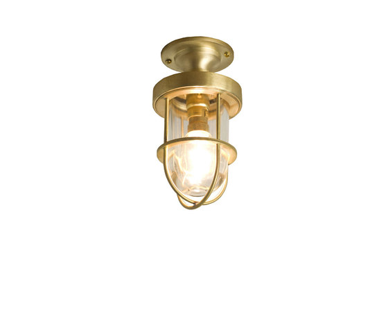 7204 Miniature Ship's Well Glass Ceiling Light, Polished Brass, Clear Glass | Ceiling lights | Original BTC