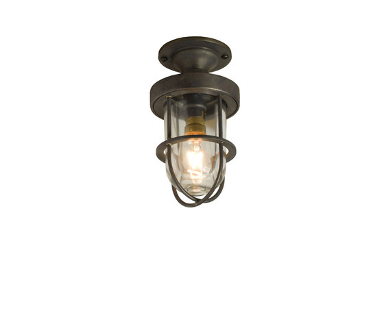 7204 Miniature Ship's Well Glass Ceiling Light, Weathered Brass, Clear Glass | Ceiling lights | Original BTC