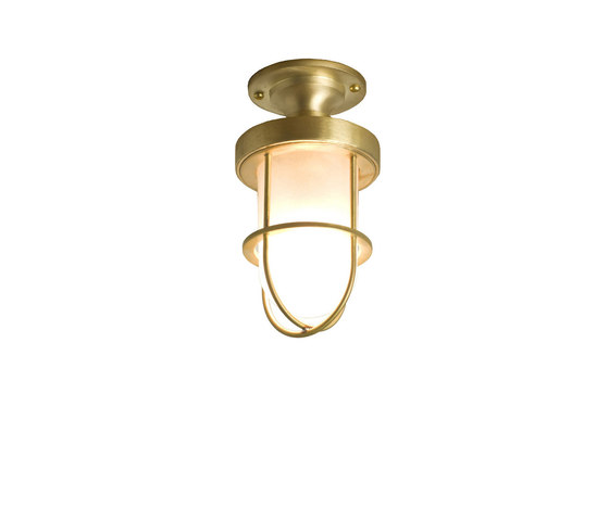 7204 Miniature Ship's Well Glass Ceiling Light, Polished Brass, Frosted Glass | Plafonniers | Original BTC