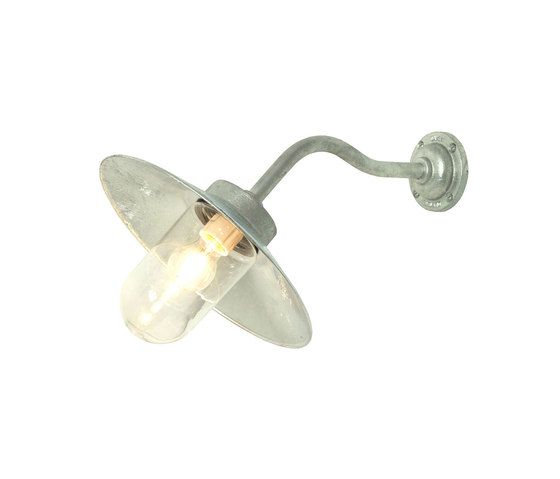 7680 Exterior Bracket Light, Canted, Round, Galvanised, Clear Glass | Wall lights | Original BTC