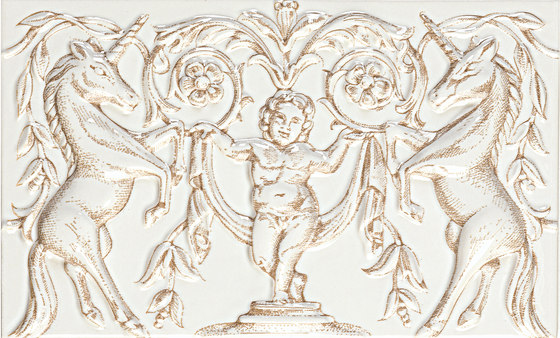 Grand Elegance unicorni A su panna | Piastrelle ceramica | Petracer's Ceramics