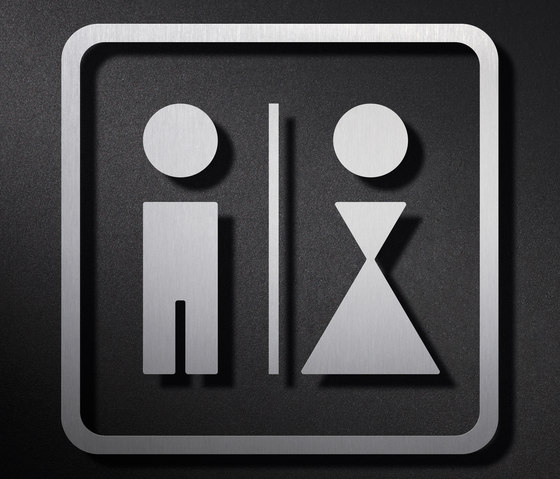 Pittogramma WC per uomo e donna con divisorio e cornice | Pittogrammi / Cartelli | PHOS Design