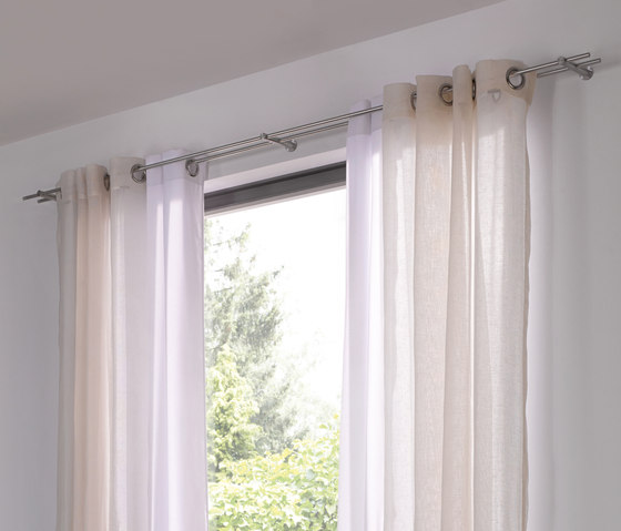 Barra de cortina 100 cm de doble recorrido, juego Ø12 mm, 2 soportes | Rieles para cortinas | PHOS Design