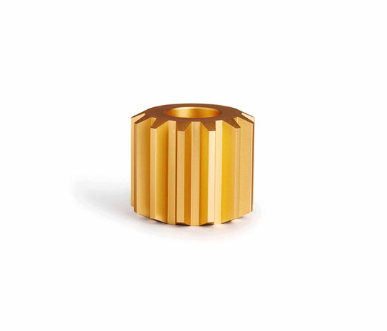 Gear Candle Holder Gold Anodized Aluminium | Wide | Candlesticks / Candleholder | NEW WORKS