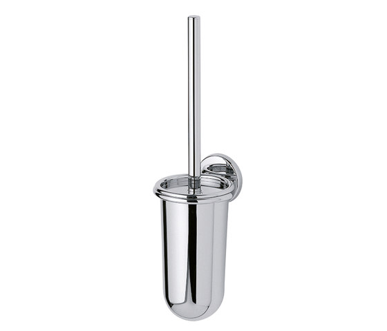 Hotellerie Wall-mounted toilet brush holder with dish in chrome ABS | Toilet brush holders | Inda