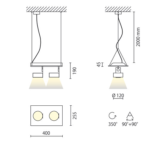 Level – Mur single Ø120 hanging system | Suspended lights | Aqlus