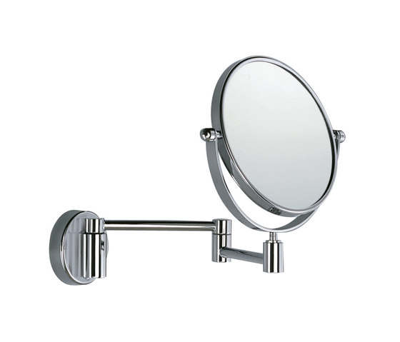 Hotellerie Wall-mounted magnifying mirror, double jointed arm, 18 cm Ø mirror | Bath mirrors | Inda