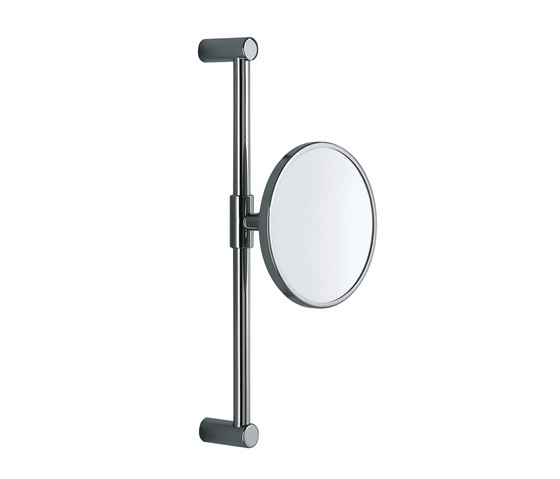 Hotellerie Wall-mounted magnifying mirror on slide rail bar, 18 cm Ø mirror | Bath mirrors | Inda