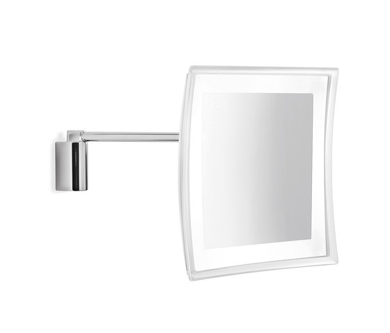 Hotellerie Miroir grossissant mural avec bras mobile, parabole L 25 cm, éclairage LED inclus | Miroirs de bain | Inda