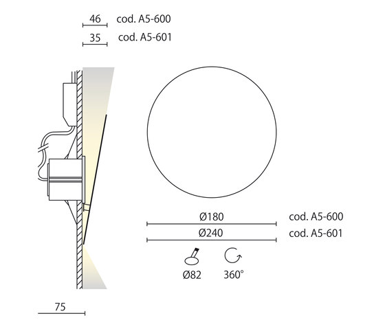 Face Ø180 recessed | Recessed wall lights | Aqlus