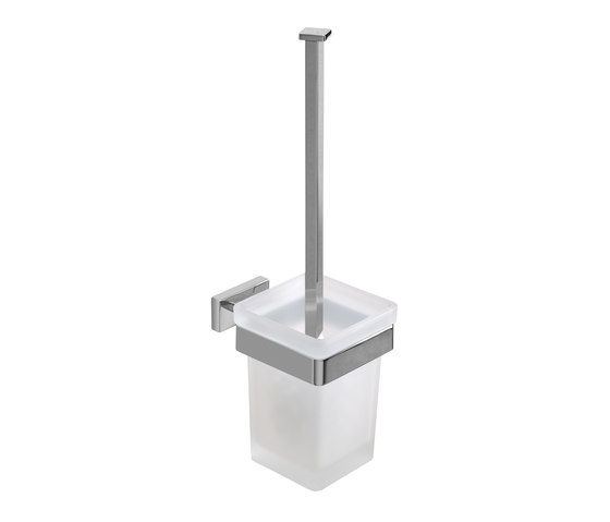 Lea WC-Bürstengarnitur mit satiniertem Glasschale, Wandmodell | Toilettenbürstengarnituren | Inda
