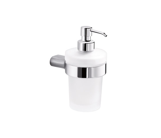 Mito Wall-mounted soap dispenser with satined glass container and chrome-plated brass pump | Soap dispensers | Inda
