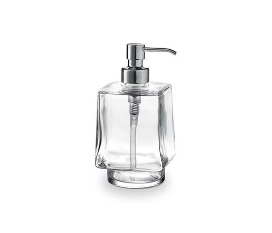 Mito Distributeur de savon en verre transparent extra clair avec doseur en laiton chromé, pour arts. A2010N | Distributeurs de savon / lotion | Inda