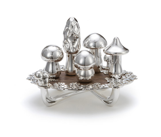 Wolfgang Joop – Magic Mushrooms Centerpiece Holz | Salz & Pfeffer | Wiener Silber Manufactur