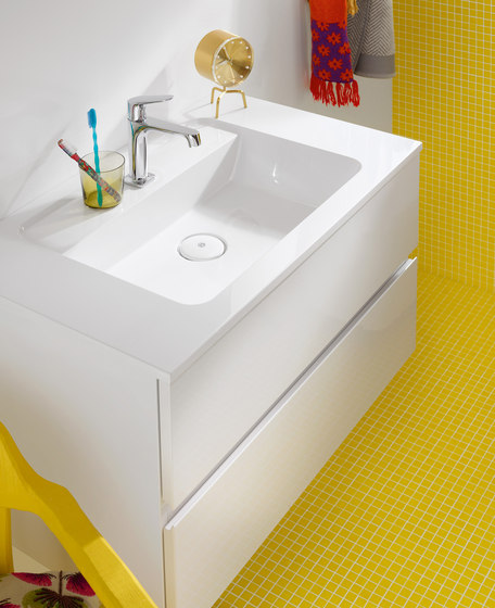 Bel | Lave mains en pierre de synthèse avec meuble sous-vasque | Meubles sous-lavabo | burgbad