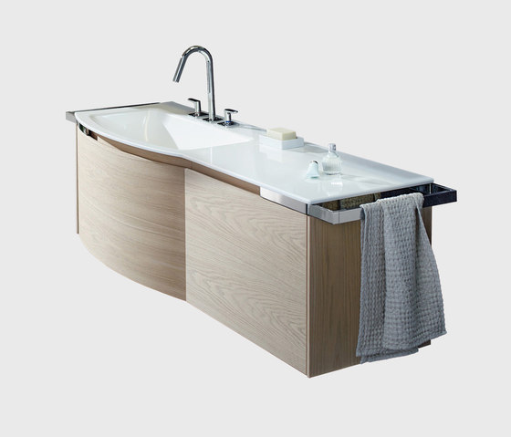 Yso | Plan de toilette en céramique arrondi avec meuble sous-vasque | Meubles sous-lavabo | burgbad
