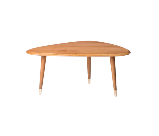 Small Coffee Table Solid Oak Top with Brass Feet | Couchtische | Red Edition