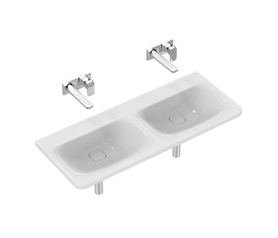 Tonic II Möbel-Doppelwaschtisch 1215mm (ohne Hahnloch), inkl. IdealFlow | Wash basins | Ideal Standard