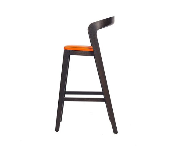 Play Barstool High – Oak Stained with orange calf leather cushion | Bar stools | Wildspirit