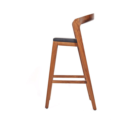Play Barstool High – Solid American Walnut with black calf leather cushion | Chairs | Wildspirit