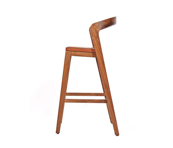 Play Barstool High – Solid American Walnut with camel calf leather cushion | Chairs | Wildspirit