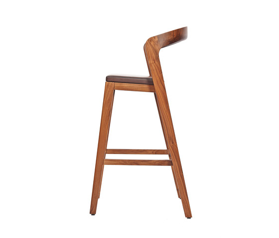 Play Barstool High – Solid American Walnut with dark brown calf leather cushion | Chairs | Wildspirit