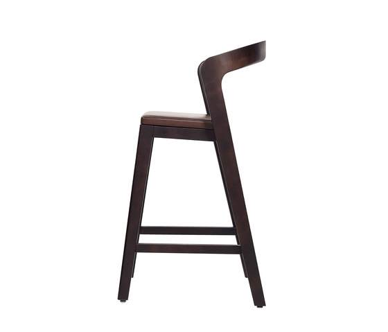 Play Barstool Low – Oak Stained with dark brown calf leather cushion | Chaises | Wildspirit