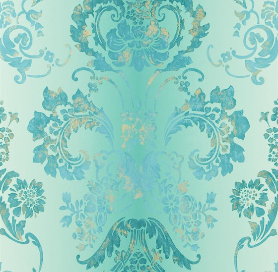 Alexandria Wallpaper | Kashgar - Jade | Drapery fabrics | Designers Guild