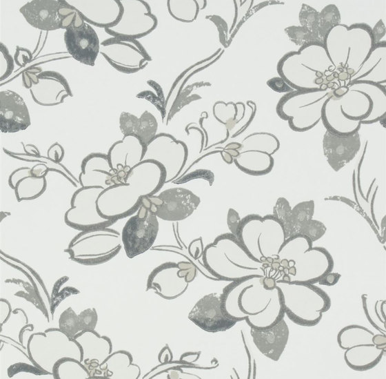 Amrapali Wallpaper | Lotus Flower - Slate | Tissus de décoration | Designers Guild