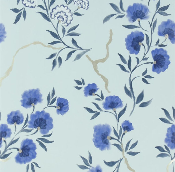 Amrapali Wallpaper | Jacaranda - Indigo | Drapery fabrics | Designers Guild