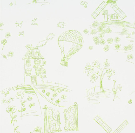 Around The World  Wallpaper | Meadowsweet - Lime | Wall coverings / wallpapers | Designers Guild