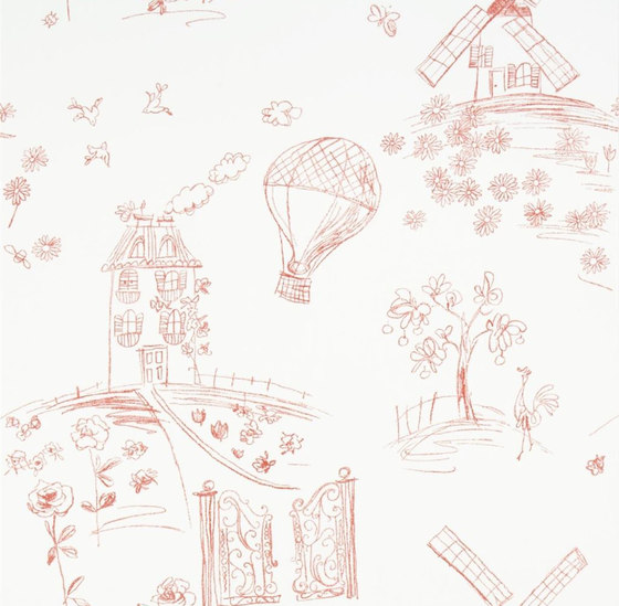 Around The World  Wallpaper | Meadowsweet - Poppy | Revestimientos de paredes / papeles pintados | Designers Guild