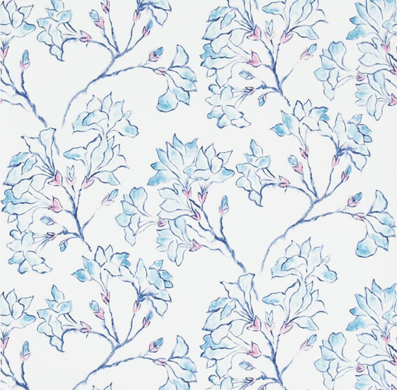 Kasuri  Wallpaper | Magnolia Tree - Turquoise | Tessuti decorative | Designers Guild