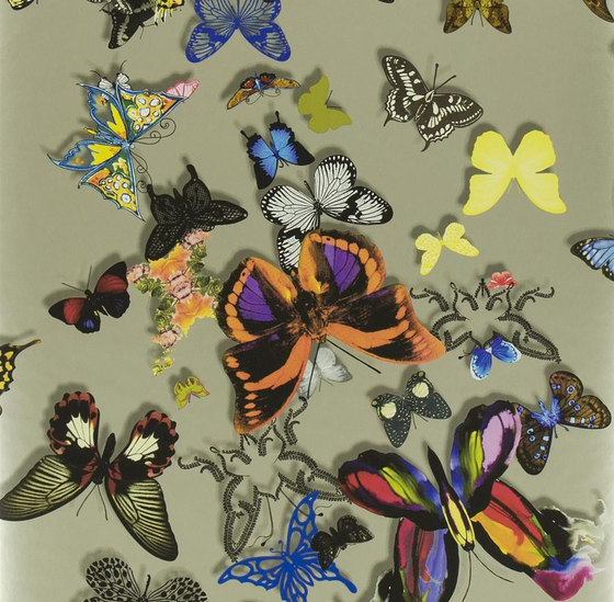 Carnets Andalous Wallpaper | Butterfly Parade - Platine | Tissus de décoration | Designers Guild