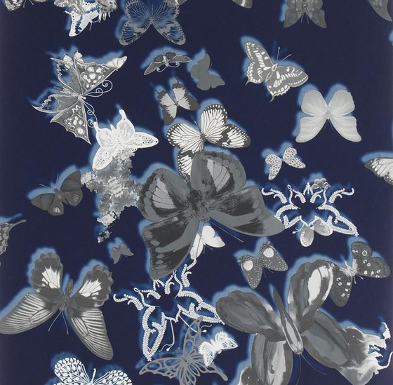 Carnets Andalous Wallpaper | Butterfly Parade - Cobalt | Tessuti decorative | Designers Guild