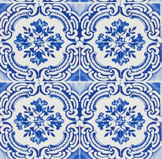 Carnets Andalous Wallpaper | Azulejos - Cobalt | Tissus de décoration | Designers Guild