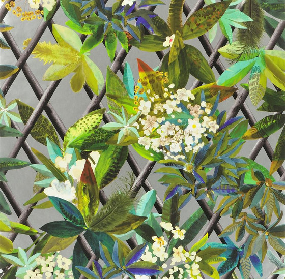 Nouveaux Mondes Wallpaper | Canopy - Argent | Tessuti decorative | Designers Guild