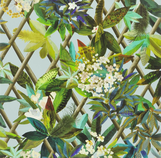 Nouveaux Mondes Wallpaper | Canopy - Celadon | Drapery fabrics | Designers Guild