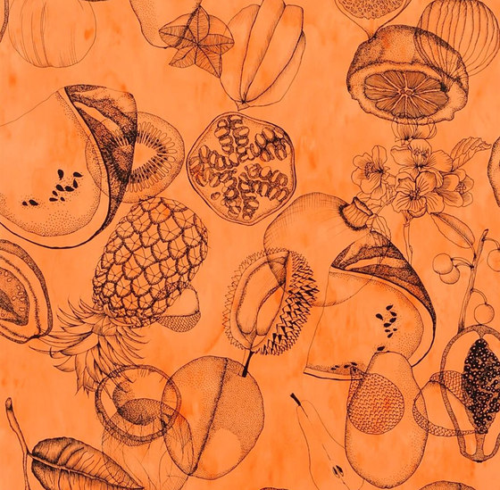 Nouveaux Mondes Wallpaper | Agua Parati - Papaye | Tessuti decorative | Designers Guild